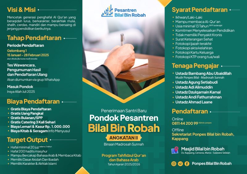 Penerimaan Santri Baru Pondok Pesantren Bilal Bin Robah – Angkatan Ke-2